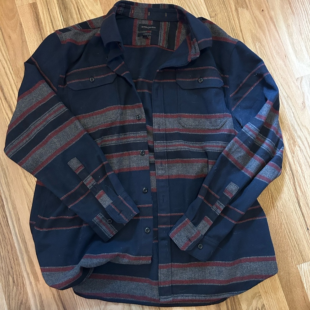 Banana Republic Mens Wool Button-Up Shirt Coat